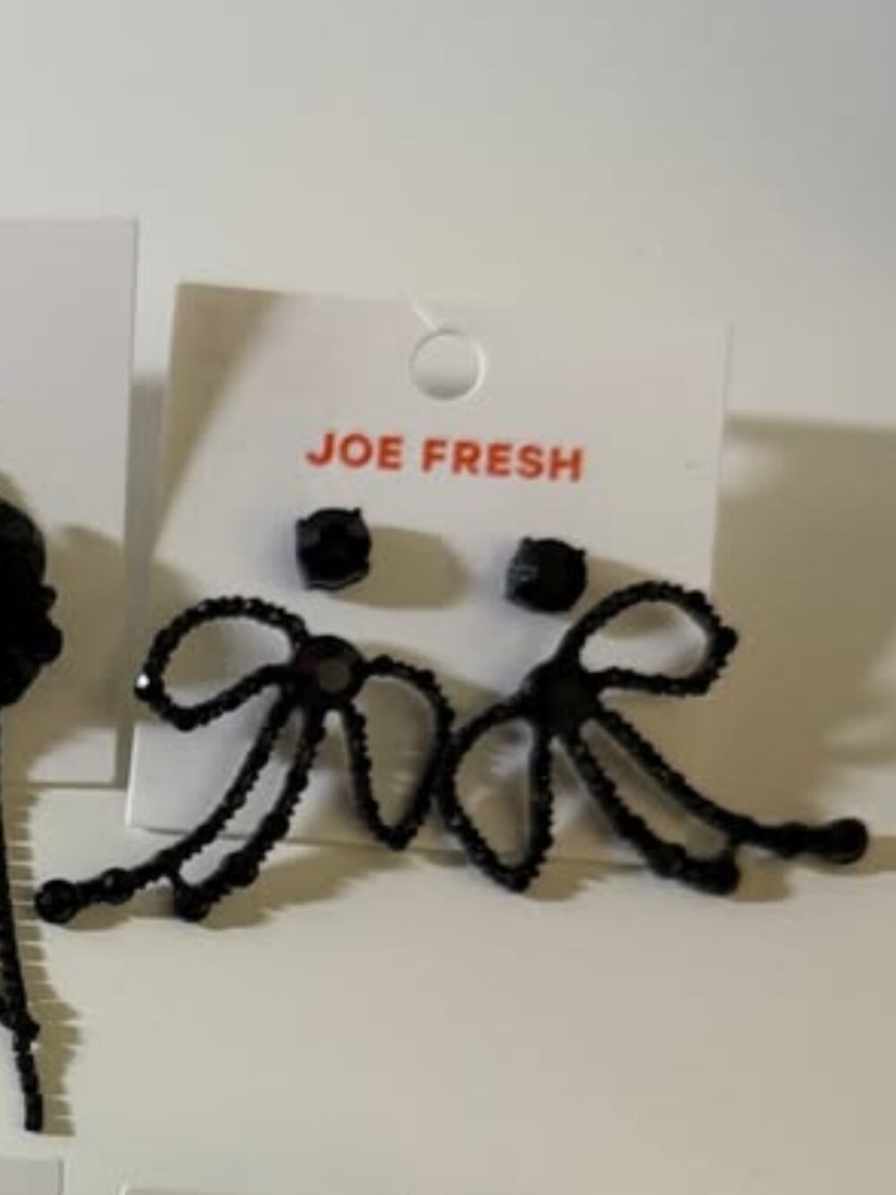 Joe Fresh Black Ribbon Earrings